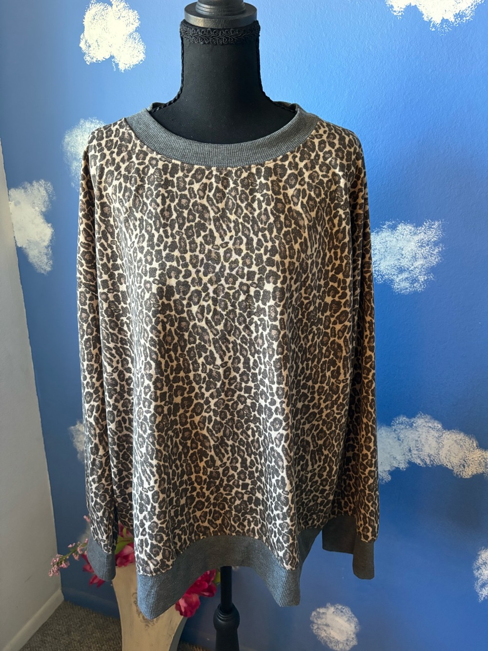 Splendid Lively Leopard Print Loungewear Sweatshirt, Size XXL, NWT